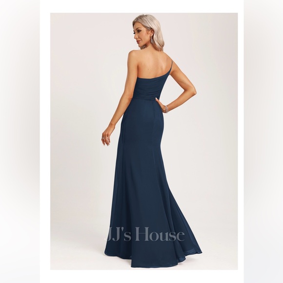 JJ’s House A-line One Shoulder Chiffon Bridesmaid Dress With Ruffle - Picture 2 of 5